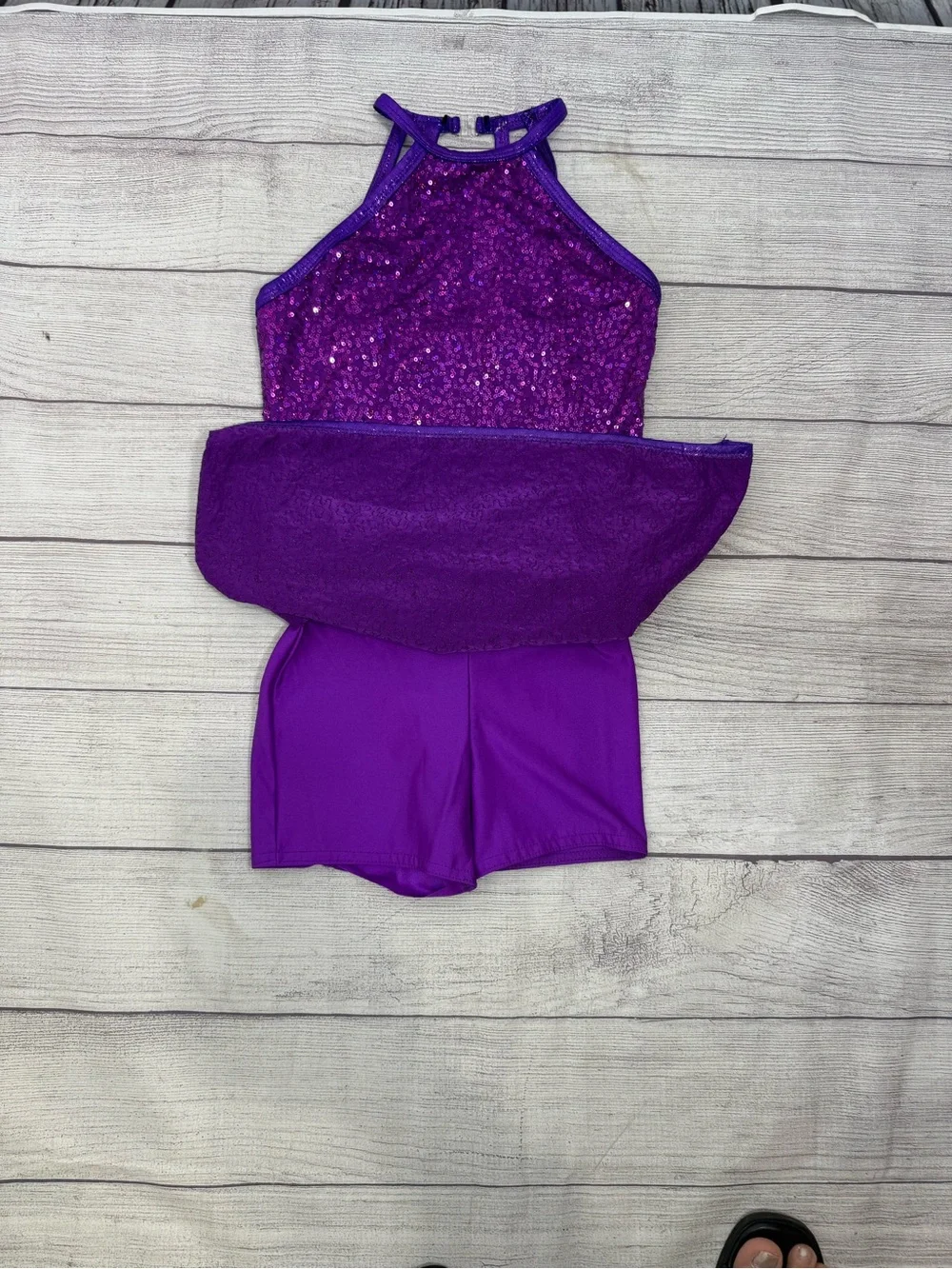Girls Purple Sequin Dance Performance Dress Costume